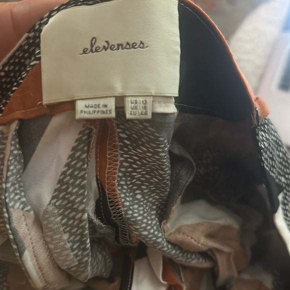 Elevenses Anthropology wide leg brown and black chevron print pants - size 12 - Picture 2 of 7